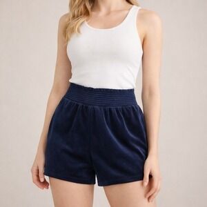 Old Navy Velvet High Rise Boxer Shorts XS Navy Blue Lounge